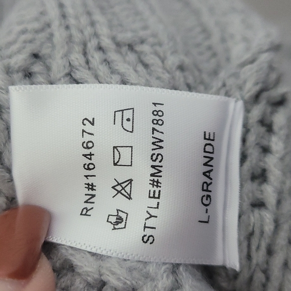 &merci Boho Sweater Cable Knit Bodice Fringe Sleeves Ribbed Hem Size Large Gray - Picture 10 of 11